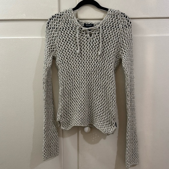 Women’s Abercrombi & Fitch open knit pullover  gray Sweater XL Y2K style - Picture 1 of 6
